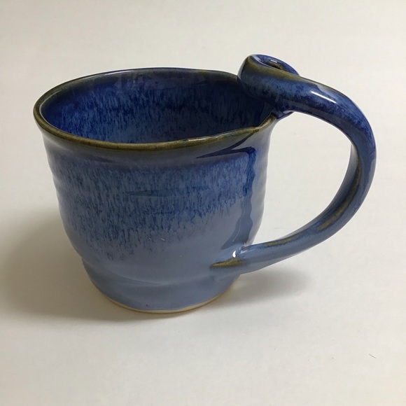 Studio Art Pottery Coffee Mug SIGNED Blue Twist Handle Stone Melbourne Florida - Picture 10 of 15